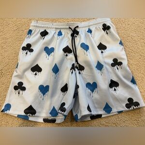 The Drip Shop Deck of Cards Card Pattern Men Shorts, Size Small